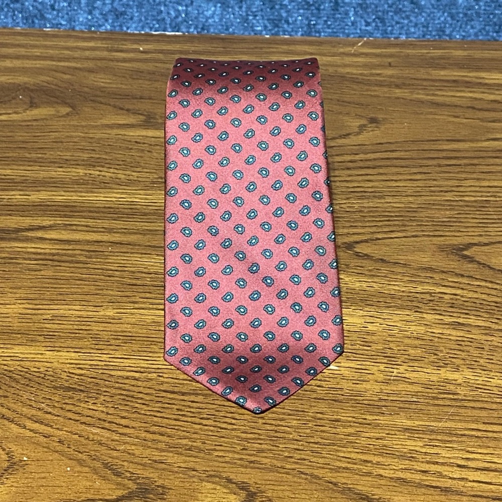 DOONEY & BOURKE INC Mens All Silk Hand Printed Tie Made in England Paisley‎ Rust